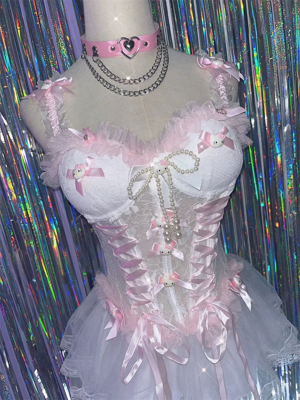 Sweet Lace Suspender Dress BL70