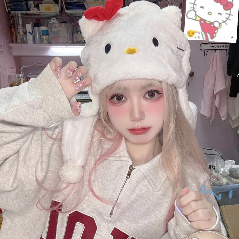 Plush warm scarf and hat BL33