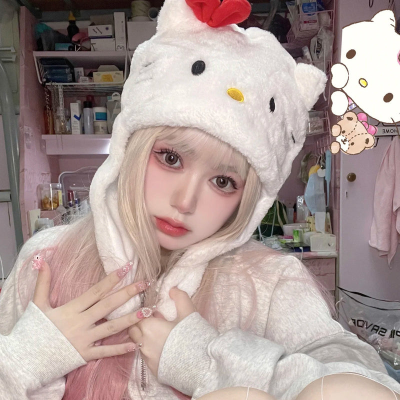 Plush warm scarf and hat BL33