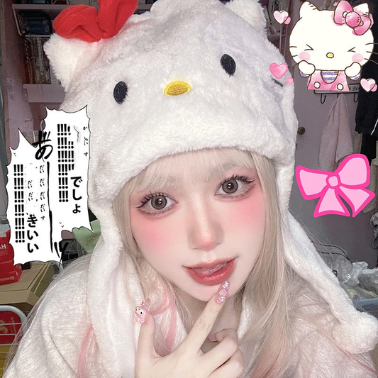 Plush warm scarf and hat BL33