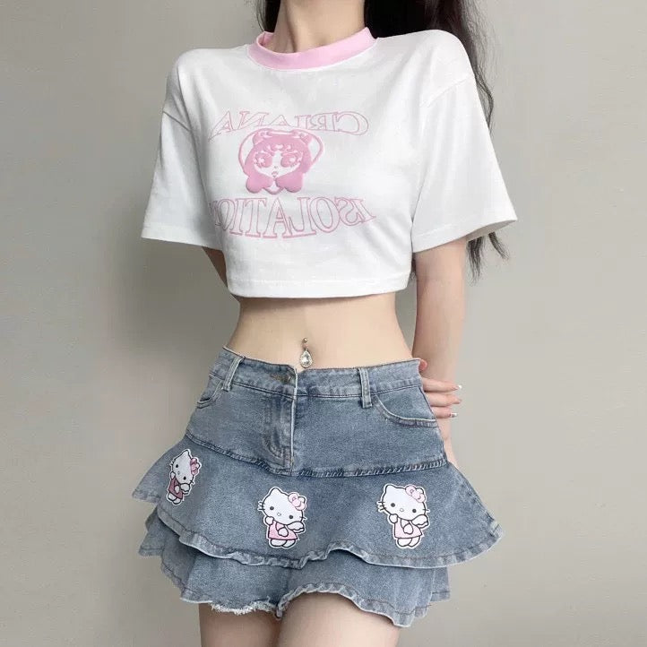 Cat denim skirt BL30