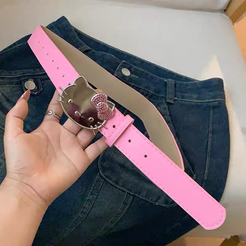 Spice Girl Pink Leather Belt with Rhinestones BL55
