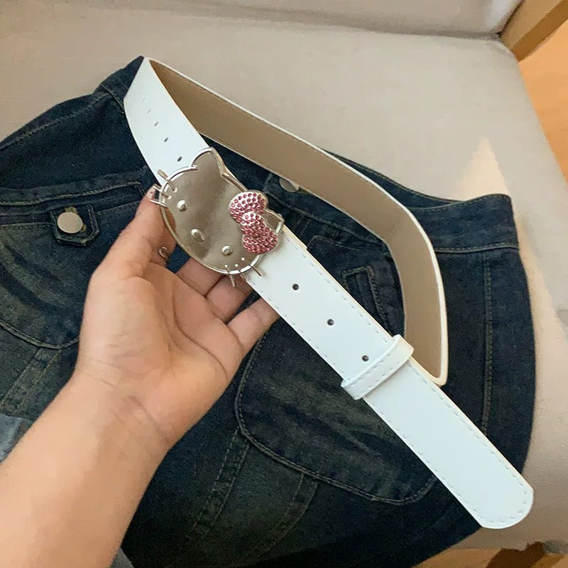 Spice Girl Pink Leather Belt with Rhinestones BL55