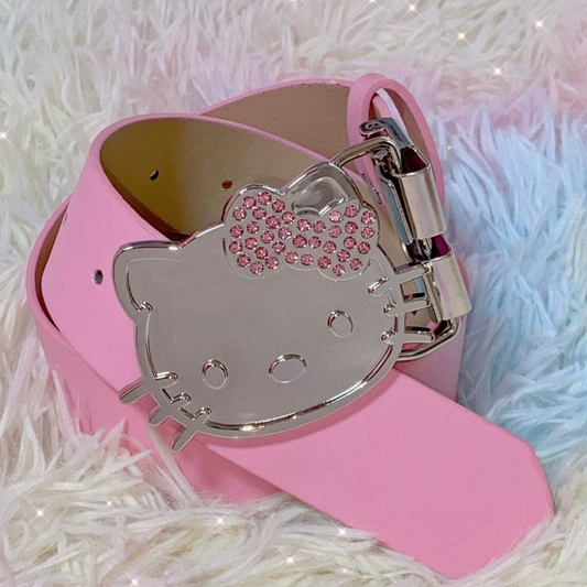 Spice Girl Pink Leather Belt with Rhinestones BL55