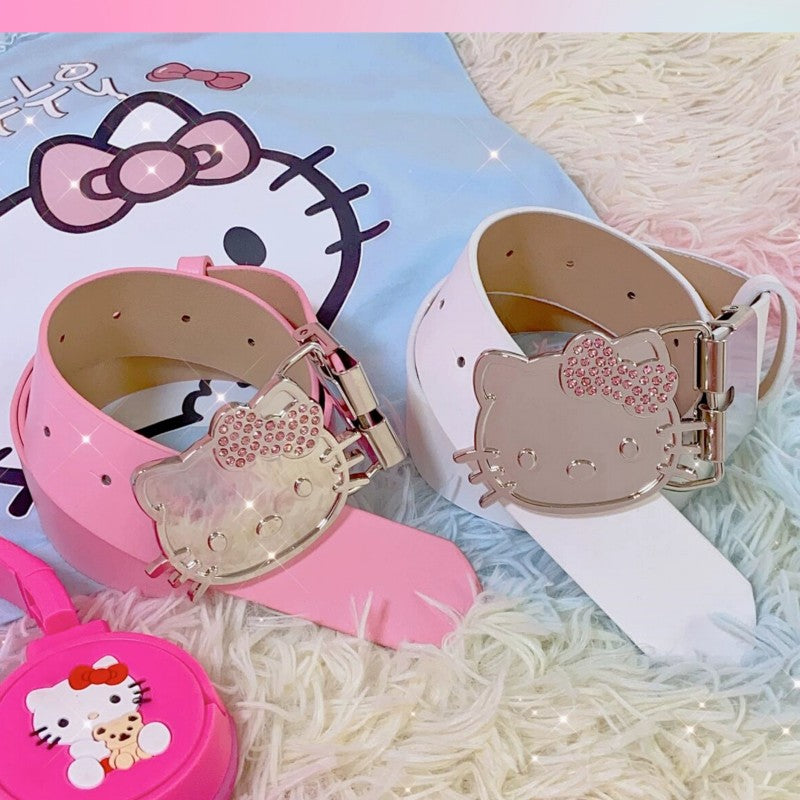 Spice Girl Pink Leather Belt with Rhinestones BL55